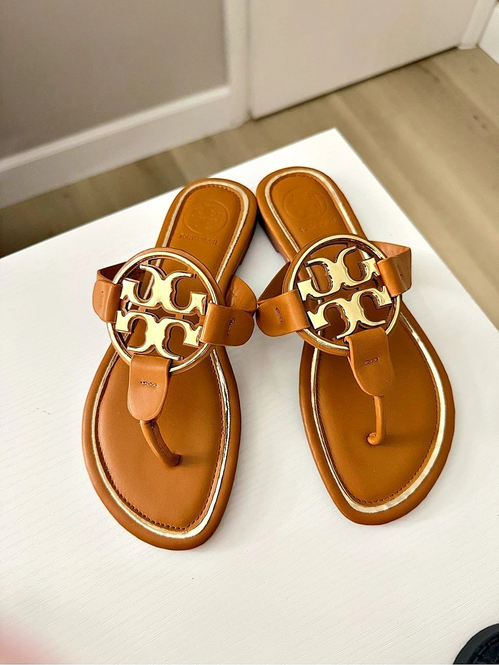 Tory Burch Miller Metal-Trim Thong Sandal Miller Sandals in Brown Like New